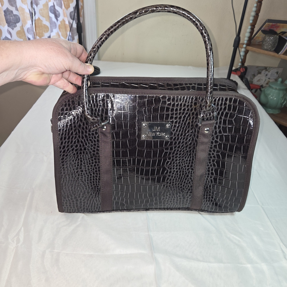 JM New York Brown Crocodile Print Travel Bag. SU